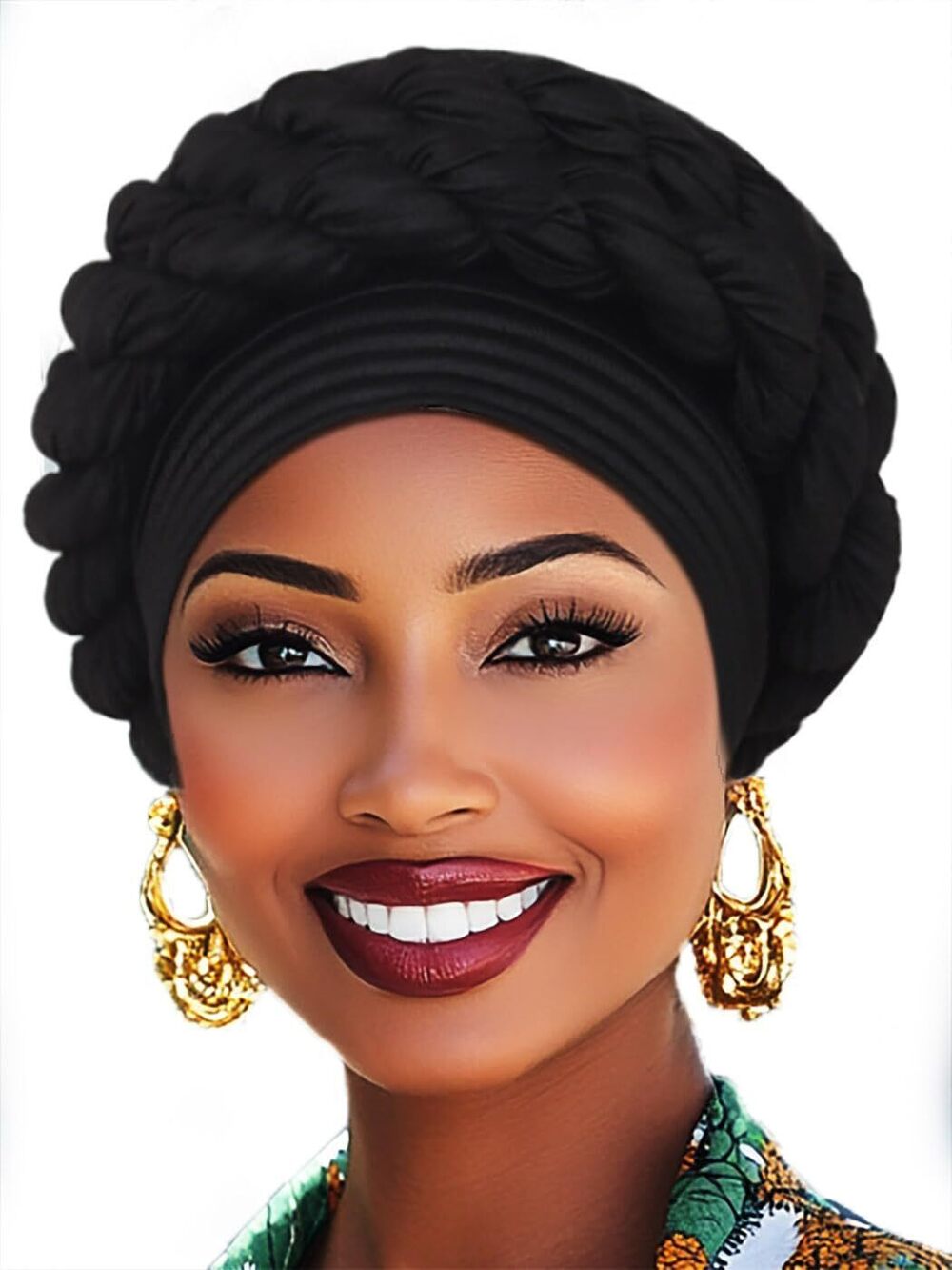 2412 African Turbans Pre-Tied Twisted Grey Hat Rhinestone Stretchy Head